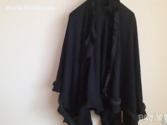 Черно асиметрично пончо, снимка 3 - Палта, манта - 32477652