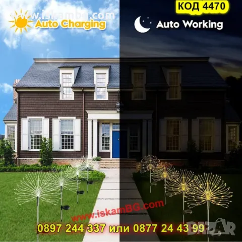 Декоративна соларна лампа "Фойерверки" – топла жълта светлина - КОД 4470, снимка 11 - Градински мебели, декорация  - 50065118