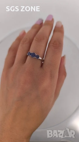 СРЕБЪРЕН ПРЪСТЕН С РУБИН, САПФИР, ИЗУМРУД , снимка 3 - Пръстени - 51143681