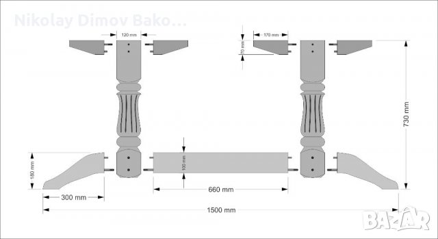 Дървена основа за маса / Крак за маса от бук / стругован крак, снимка 5 - Маси - 32221301