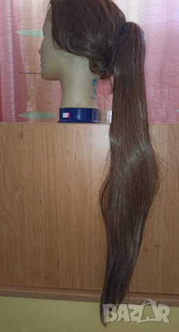 Нова перука /права дълга опашка с шнола в светлокестеняво 68 см , снимка 7 - Аксесоари за коса - 38180848