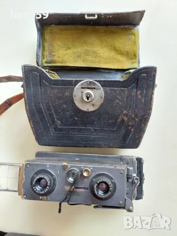 Много рядък фотоапарат-фото камера първата стерео скопична камера 1896-1908г, снимка 7 - Антикварни и старинни предмети - 48928670