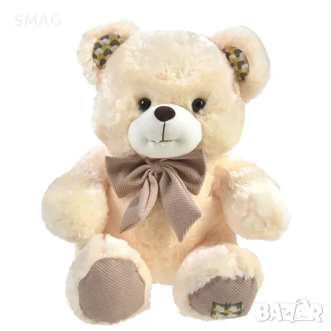 Бежово плюшено мече с кафява ватирана панделка 40 см S_1231856