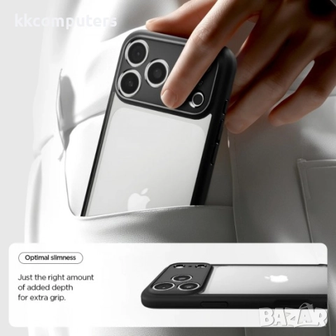 Оригинален кейс Spigen Ultra Hybrid, За iPhone 17 Pro (6.3), Черен и Протектор