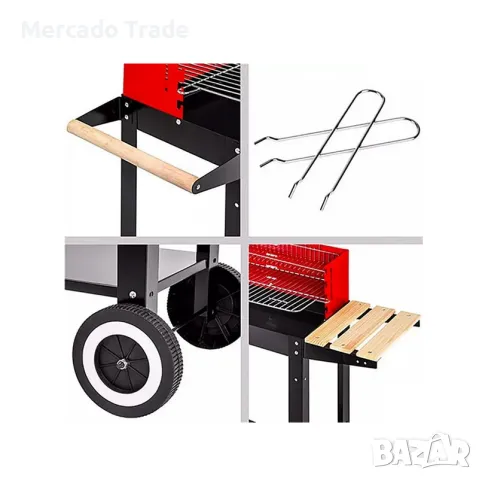 Преносимо барбекю Mercado Trade, За дървени въглища, С колелца, снимка 2 - Барбекюта - 50436356