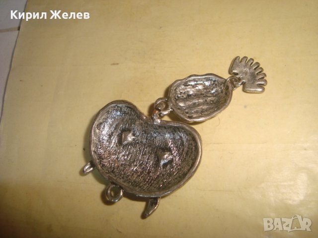 ПОСРЕБРЕН ЛАКИРАН РАЗДВИЖЕН ФИГУРАЛЕН АРТ МЕДАЛЬОН БУХАЛЧЕ с ФАСЕТИРАНИ ЗЕЛЕНИ КРИСТАЛЧЕТА 20952, снимка 5 - Колиета, медальони, синджири - 37756958