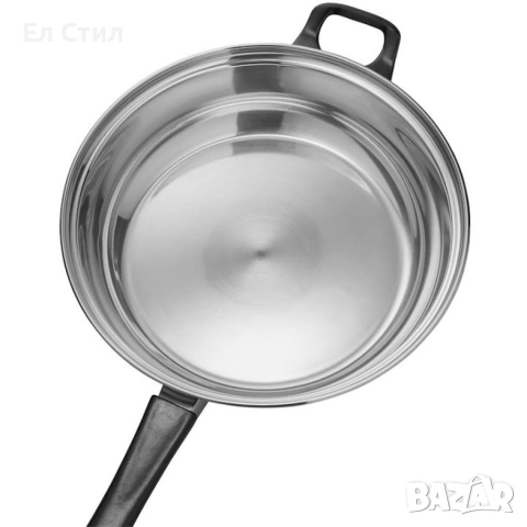 Комплект готварски съдове от инокс 12 части: 5 тенджери, тиган и стъклени капаци (16-24 см), снимка 5 - Прибори за хранене, готвене и сервиране - 53563536
