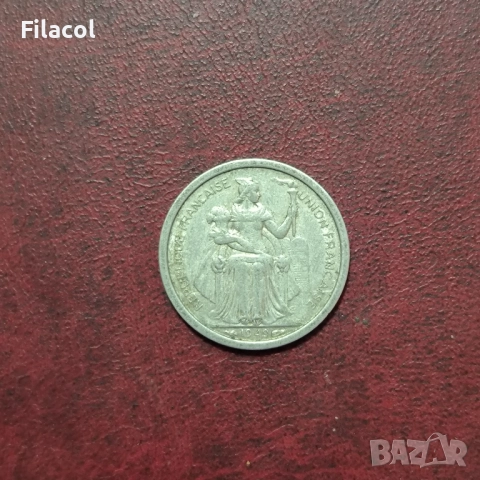 Нова Каледония 1 франк 1949 г., снимка 2 - Нумизматика и бонистика - 52865146