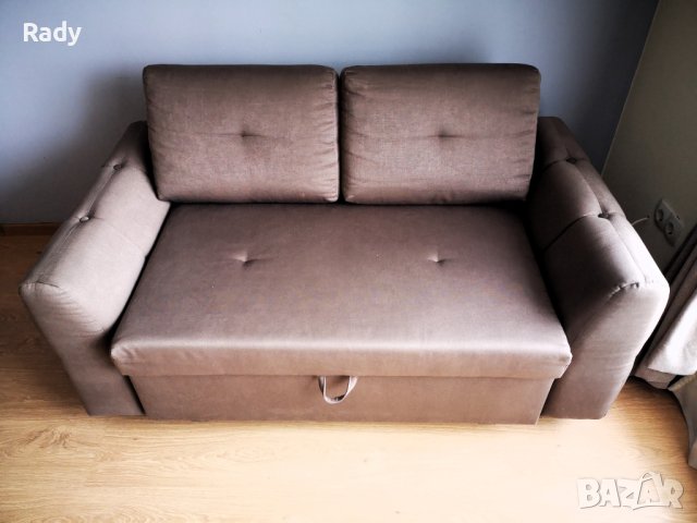 Разтегателен диван с подлакътници, цвят сив, снимка 1 - Дивани и мека мебел - 43325598