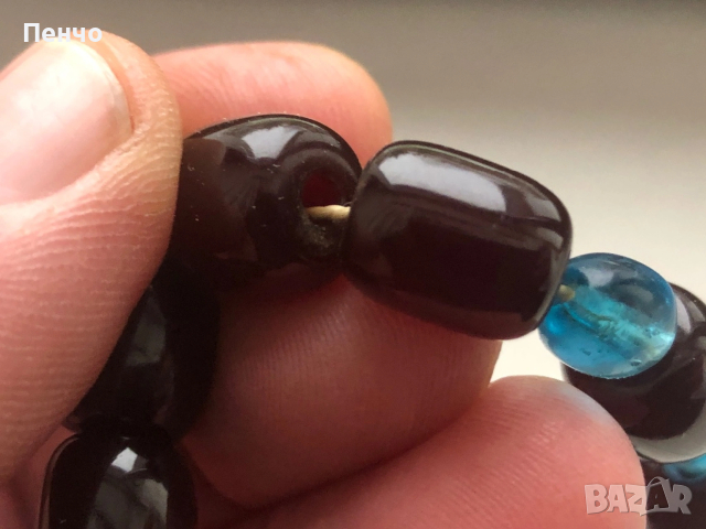 стара автентична кехлибарена броеница - кехлибар /бакелит, фатуран/, стъкло и кост, снимка 5 - Антикварни и старинни предмети - 48516449