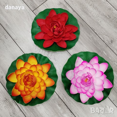 4410 Голяма изкуствена водна лилия за декорация, 28 см, снимка 7 - Декорация за дома - 43949531