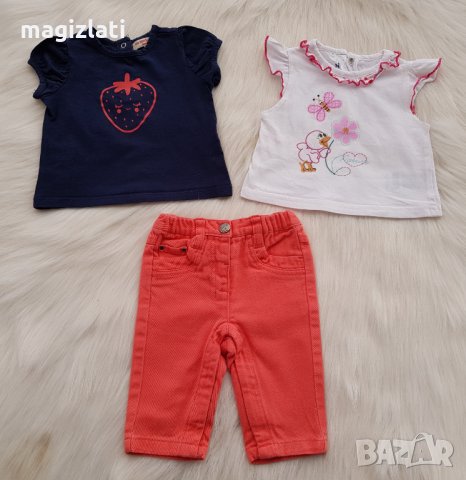 Дънки и тениски за бебе момиче 0-3 месеца