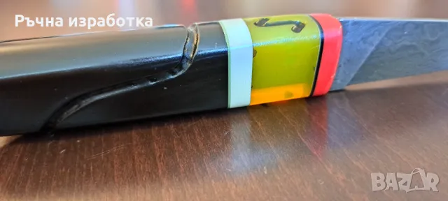 ръчно изработен нож от дамаска стомана и биволски рог Дамаск ножче, снимка 8 - Ножове - 48080089