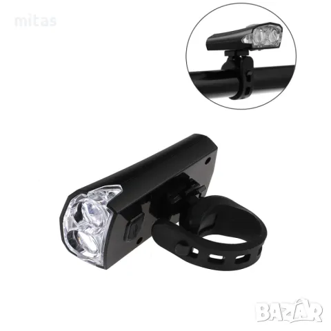 Предна LED светлина за велосипед, фар XC-122W, USB, черна, снимка 5 - Аксесоари за велосипеди - 49047156