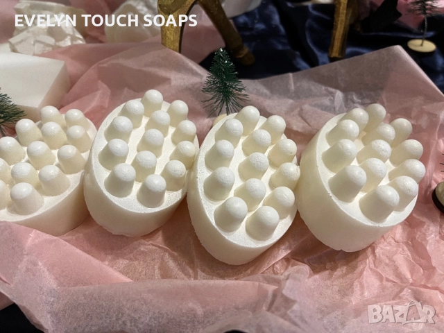 🧼 Масажен сапун с кокос, козе мляко, оризово брашно и мед, снимка 2 - Козметика за тяло - 52161089