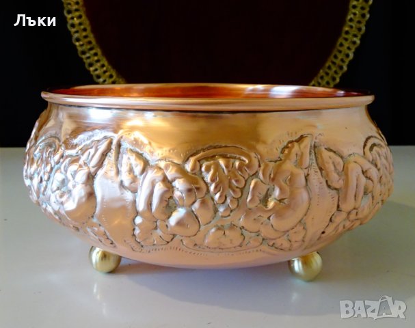 Меден съд,релефно грозде,цветя,барок. , снимка 2 - Антикварни и старинни предмети - 38839059