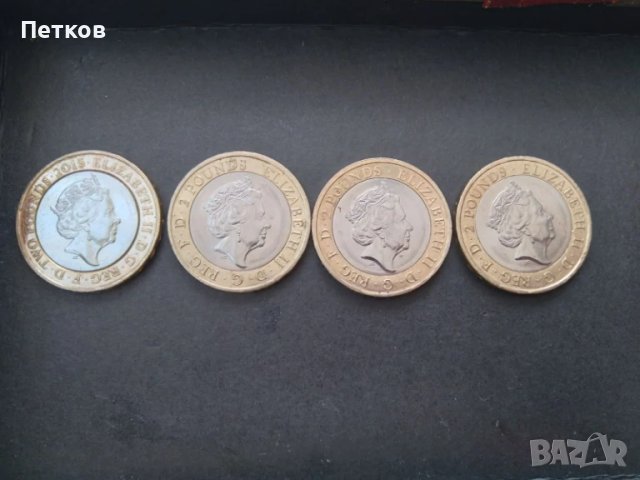 4 възпоменателни монети по 2 паунда, снимка 1