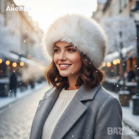 Дамска шапка с дълъг пухкав косъм, снимка 4 - Шапки - 52709487