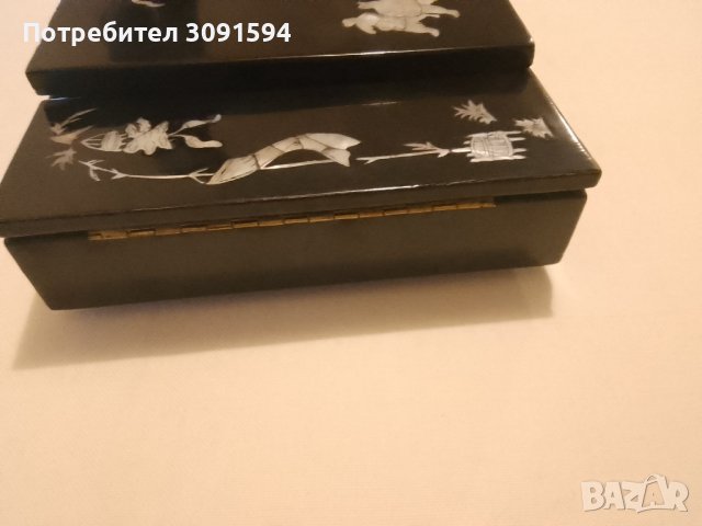  Стара Ръчно изработена кутия за бижута с инкрустиран седеф,  дължина: 32см. ширина: 18см. височина:, снимка 15 - Антикварни и старинни предмети - 43256694