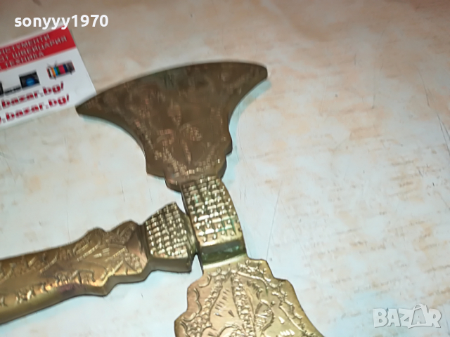 ТОМАХАВКА-МЕД/МЕСИНГ ВНОС АНГЛИЯ 2404221631, снимка 12 - Антикварни и старинни предмети - 36551058