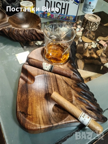 Пепелник за пури с място за чаши, снимка 2 - Декорация за дома - 52653743