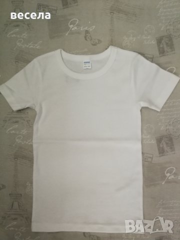 Бяла блуза с къс ръкав, българска, еластична 