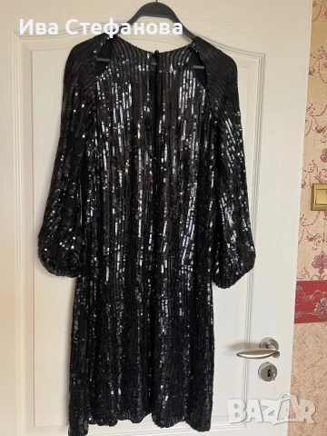 Нова черна парти официална коктейлна рокля пайети с коприна подплата Stella nova Копенхаген , снимка 2 - Рокли - 47567569