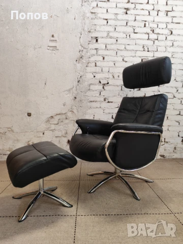 Кожено дизайнерско релакс кресло, снимка 11 - Дивани и мека мебел - 50540250