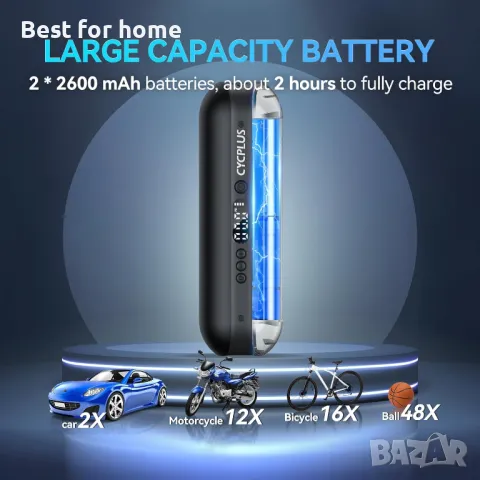  Велосипедна помпа,  с цифров LCD екран и LED светлина CYCPLUS, снимка 3 - Аксесоари за велосипеди - 49963416