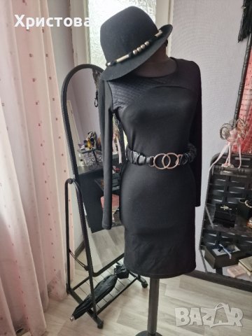 Плътна черна рокля по тялото с полугол гръб - 16,00лв., снимка 2 - Рокли - 24547489