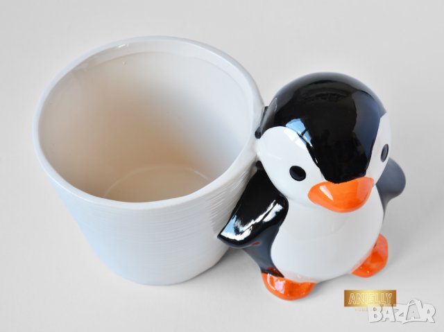 Керамична саксия с фигура на пингвин / Подарък за детска стая / Саксия с фигура на пингвин , снимка 5 - Декорация за дома - 40513327