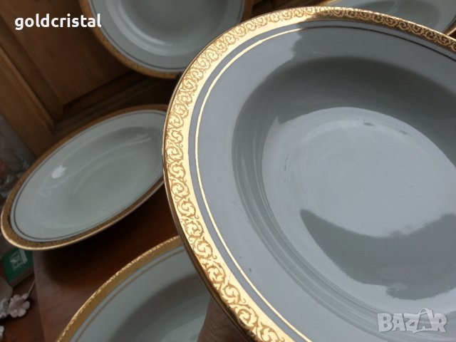Стар български порцелан чинии с златен кант , снимка 12 - Антикварни и старинни предмети - 39897654