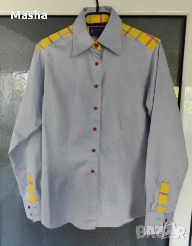 Дамска синя ретро риза GrosVenor London 14 UK M