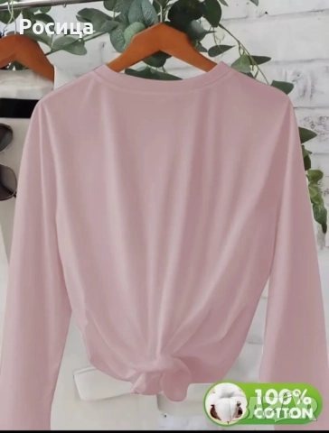 Дамска блуза с дълъг ръкав размер Л 100% памук нова , снимка 2 - Блузи с дълъг ръкав и пуловери - 51850739