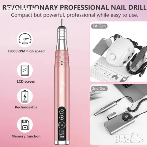 Електрическа Безжична Пила за Маникюр и Педикюр / Безжична Пила за Нокти