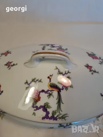 френски супник терин с рози и райски птици Limoges   8/2, снимка 3 - Сервизи - 49968912