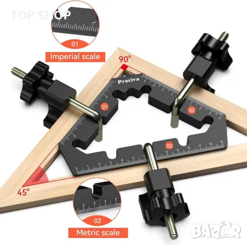 Квадратни скоби за позициониране на 90 градуса и 45 градуса, снимка 2 - Шублери - 49567445