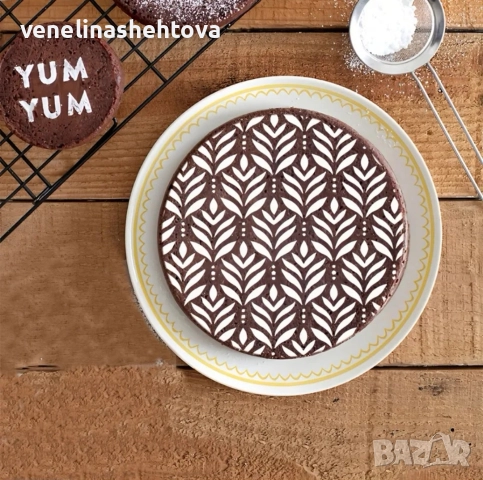 Флорален листа шаблон стенсил за декорация на торта кекс скрапбукинг дърво текстил , снимка 2 - Други - 52578259