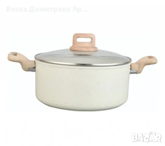 Тенджера Voltz Nice, Кован алуминий, Мраморно покр., Индукция, Кремав меланж