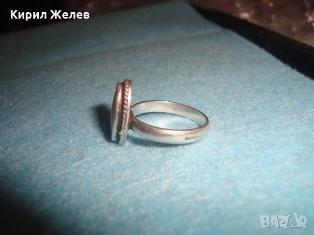 СТАР ФРЕНСКИ СРЕБЪРЕН СКЪПОЦЕНЕН ПРЪСТЕН с БЯЛ ШЛИФОВАН ИВИЧЕСТ АХАТ ВИСОКА ПРОБА СРЕБРО 25269, снимка 11 - Антикварни и старинни предмети - 34630746