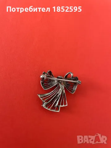Сребърна брошка с панделка Black Friday, снимка 2 - Други - 48753271