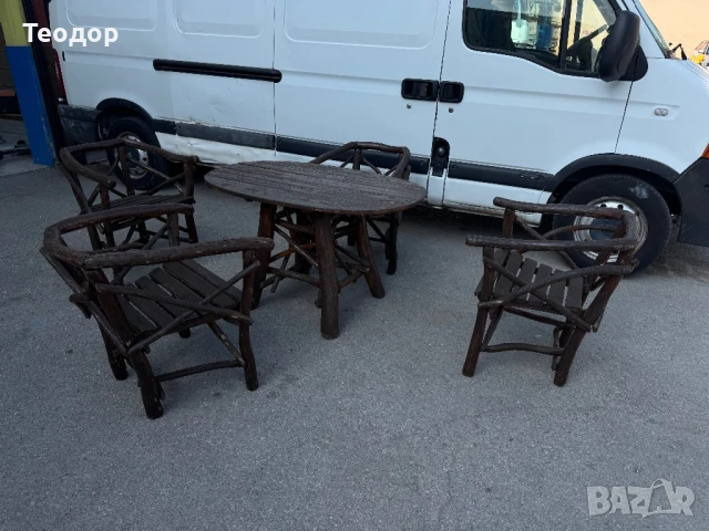 Комплект столове с маса Ръчна изработка , снимка 6 - Маси - 50732885
