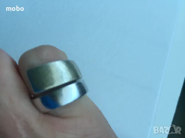 Красив сребърен пръстен, с добавка златното PVD покритие.Тегло 11.94 г,про, снимка 4 - Обеци - 49674014