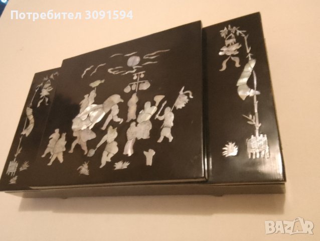  Стара Ръчно изработена кутия за бижута с инкрустиран седеф,  дължина: 32см. ширина: 18см. височина:, снимка 16 - Антикварни и старинни предмети - 43256694