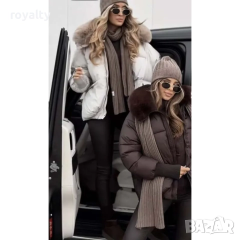 Зимно дамско яке с еко-кожа и качулка