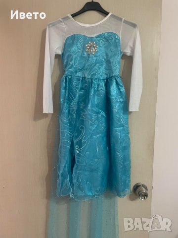 Рокля на Елза с корона, жезъл и ръкавици, снимка 1 - Детски рокли и поли - 43515075