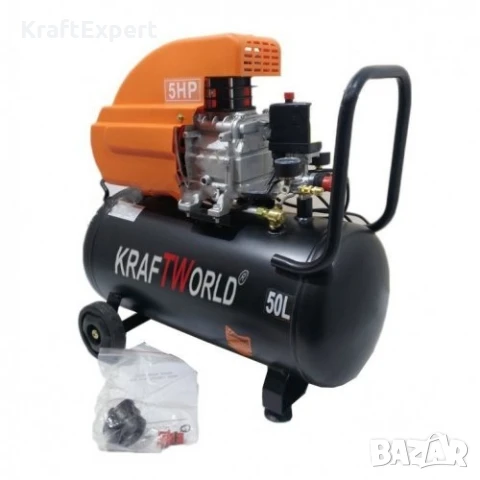 Компресор за въздух 50л KraftWorld, снимка 2 - Компресори - 50600429