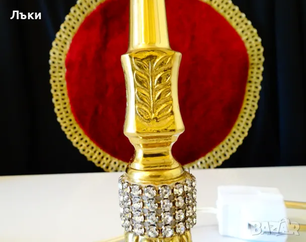 Бронзова настолна лампа,позлата,Сваровски,барок. , снимка 7 - Настолни лампи - 47747251