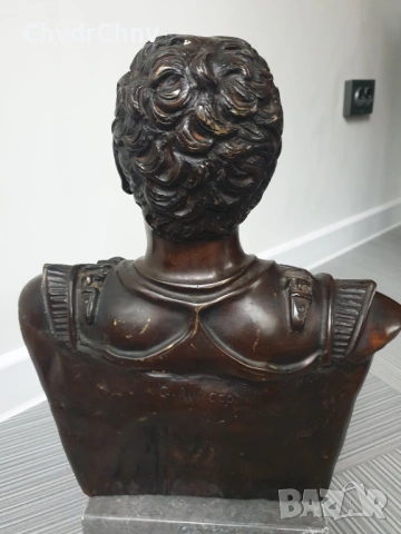 35см-14кг Ruocco статуя-бюст/стара италианска бронзова скулптура/фигура на римски император, снимка 6 - Статуетки - 53035118