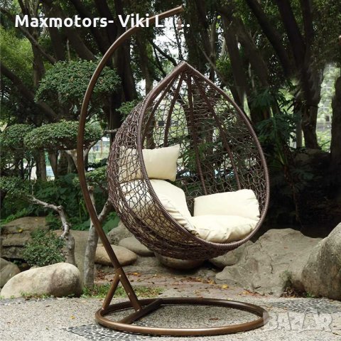 Люлка метална,Ратанова оплетка в бяло. Възглавници на цветя. Тип яйце, снимка 10 - Градински мебели, декорация  - 33578104